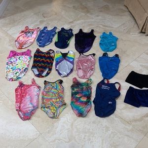 Girls Gymnastics Leotards +  3 Shorts Lot